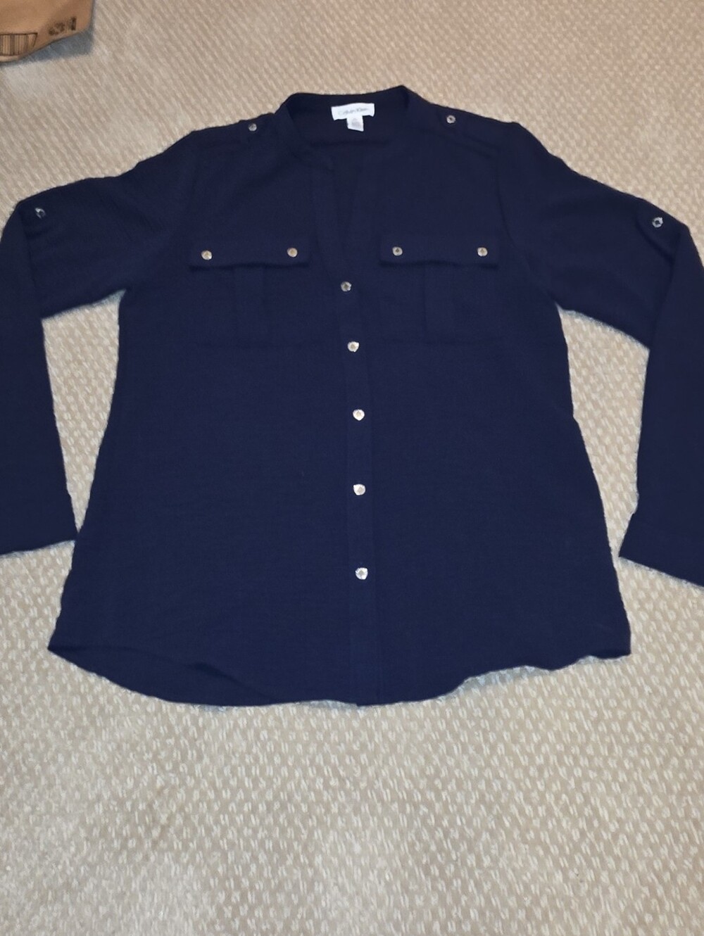 Calvin Klein Navy Button-Front Women's Blouse
